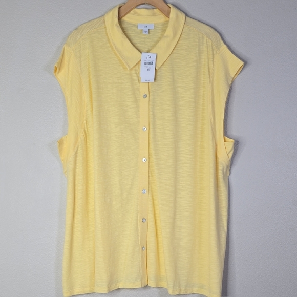 J. Jill  Sleveless Yellow Button Front  Shirt Versatile Style Size 4X NwT. - Picture 1 of 9